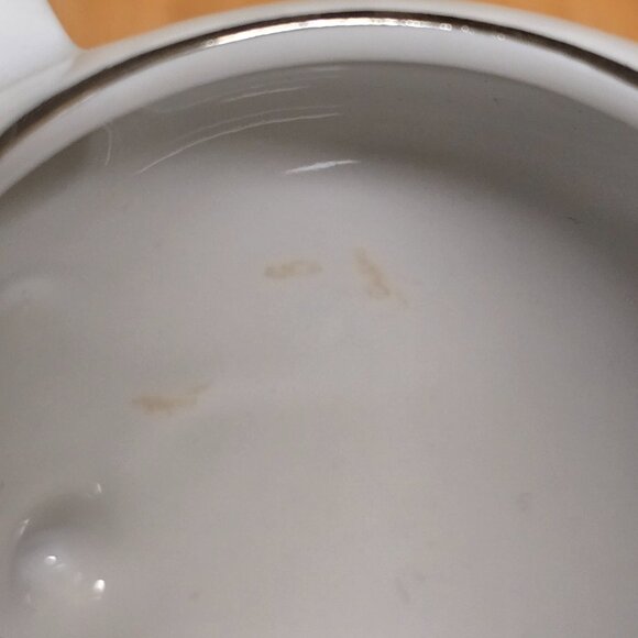 Vintage White Creamer Cup with Silver Rim and Roses - Used - Picture 9 of 9